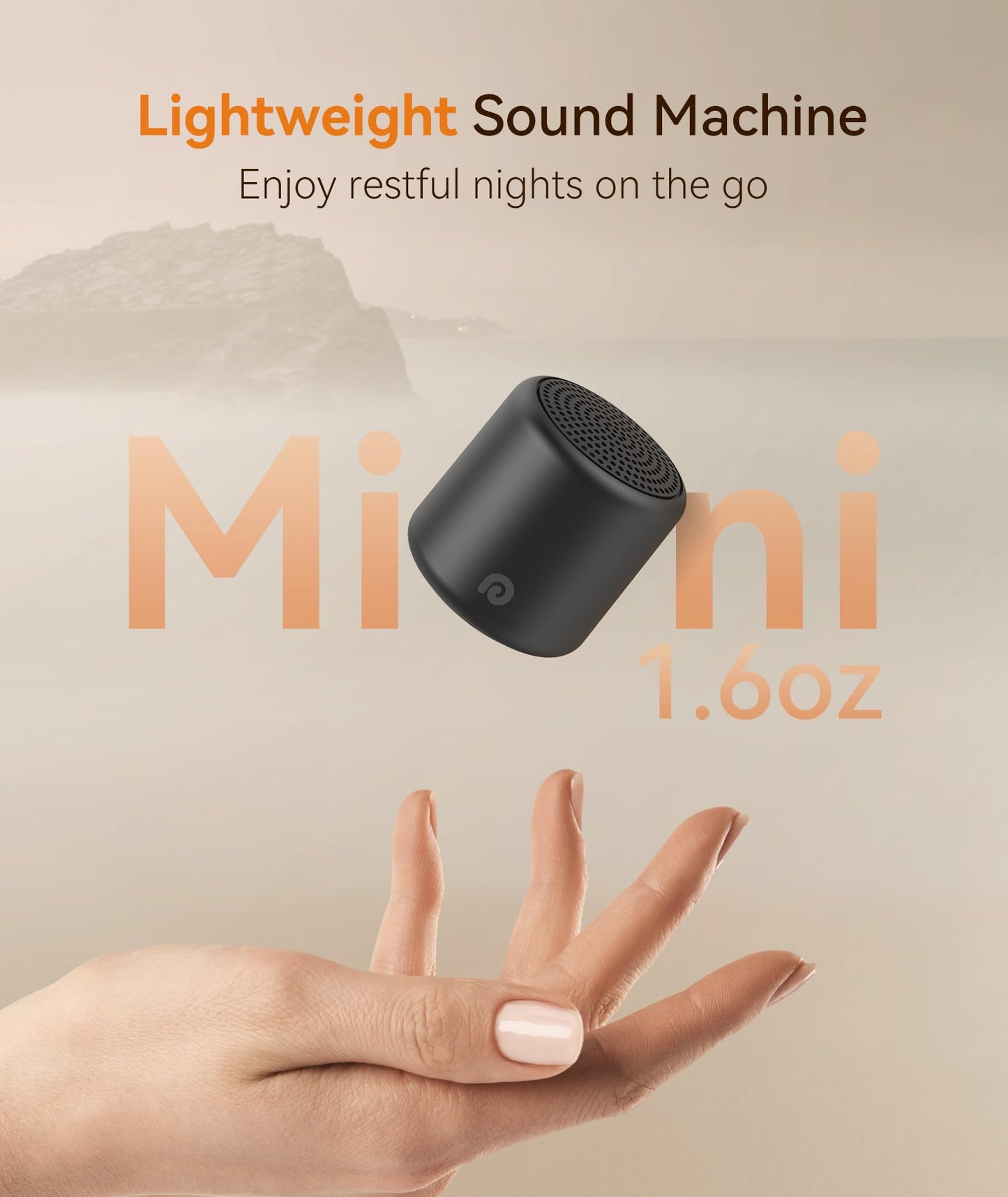 Dreamegg Travel Sound Machine - Portable Sound Machine for Baby Adults, Travel Sound Machine for Sleep, 16 Nature Sound, Timer, White Noise Machine for Sleeping Gift, Black