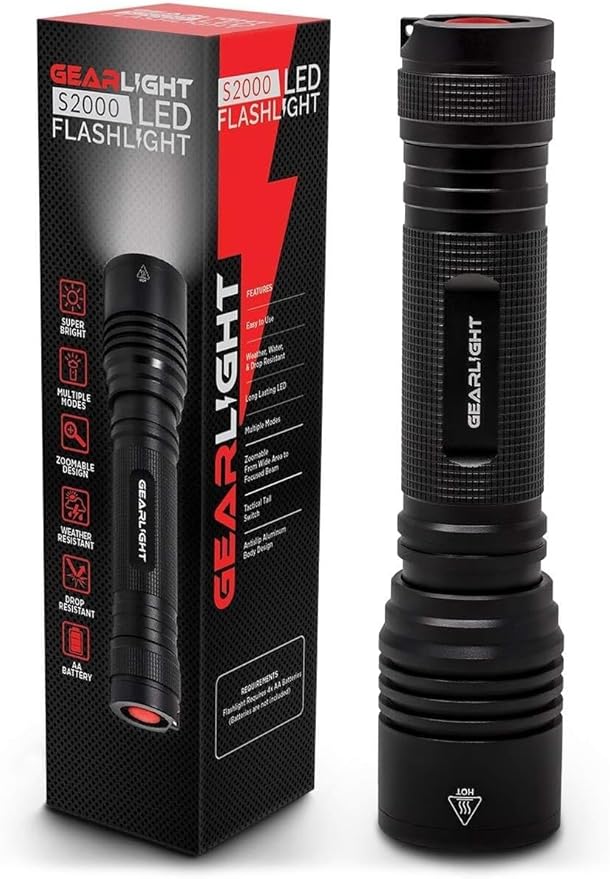 GearLight S2000 LED Flashlight High Lumens - Super Bright, Powerful, Mid-Size Tactical Flashlight for Outdoor Activity & E...