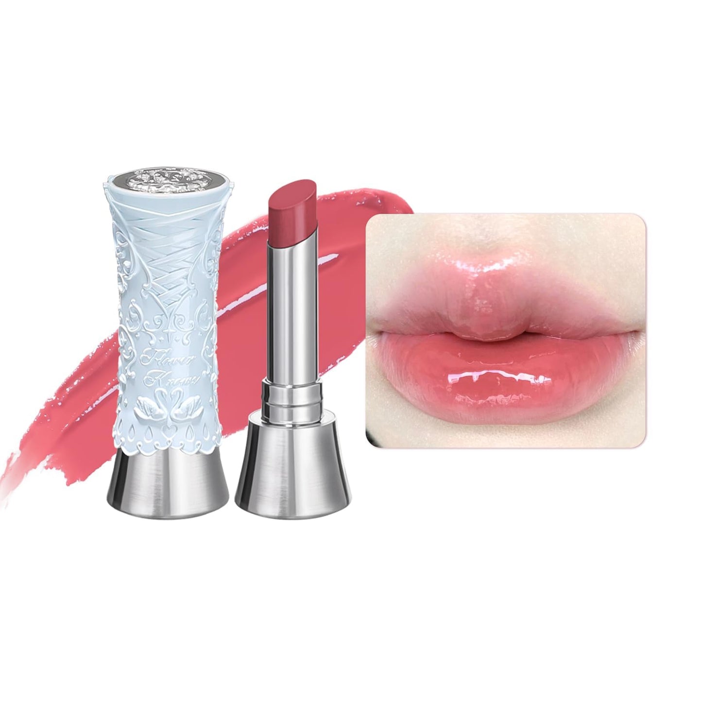 Flower Knows Swan Ballet Shine Lipstick,Hydrating Solid Lip Gloss,Moisturizing Pink Tinted Lip Balm-Long Lasting Lip Gloss in Balm for Girls&Women,Vegan & Cruelty-Free(B05 Endless Summer)