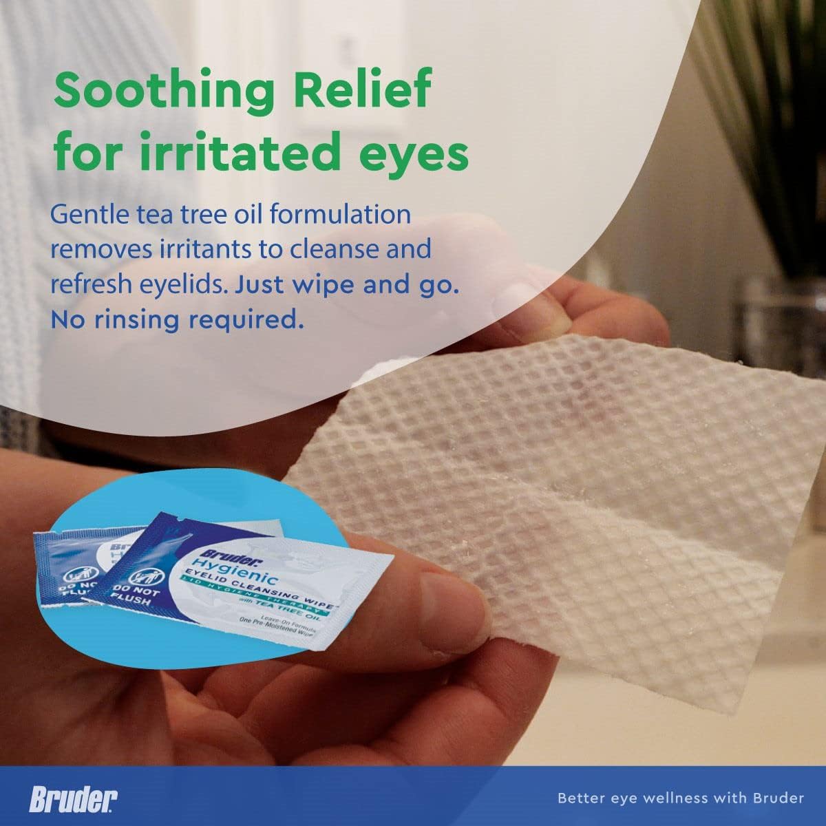 Hygienic Eyelid Cleansing Wipes with Tea Tree Oil 30 Count Box (Pack of 3) l Relief from Demodex l Pre-Moistened, Rinse-Free Exf