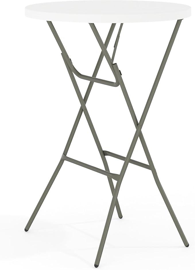 Flash Furniture Elon 32' Round Folding Bar Height Table for Parties and Commercial Events, Indoor/Outdoor Plastic Tall Rou...