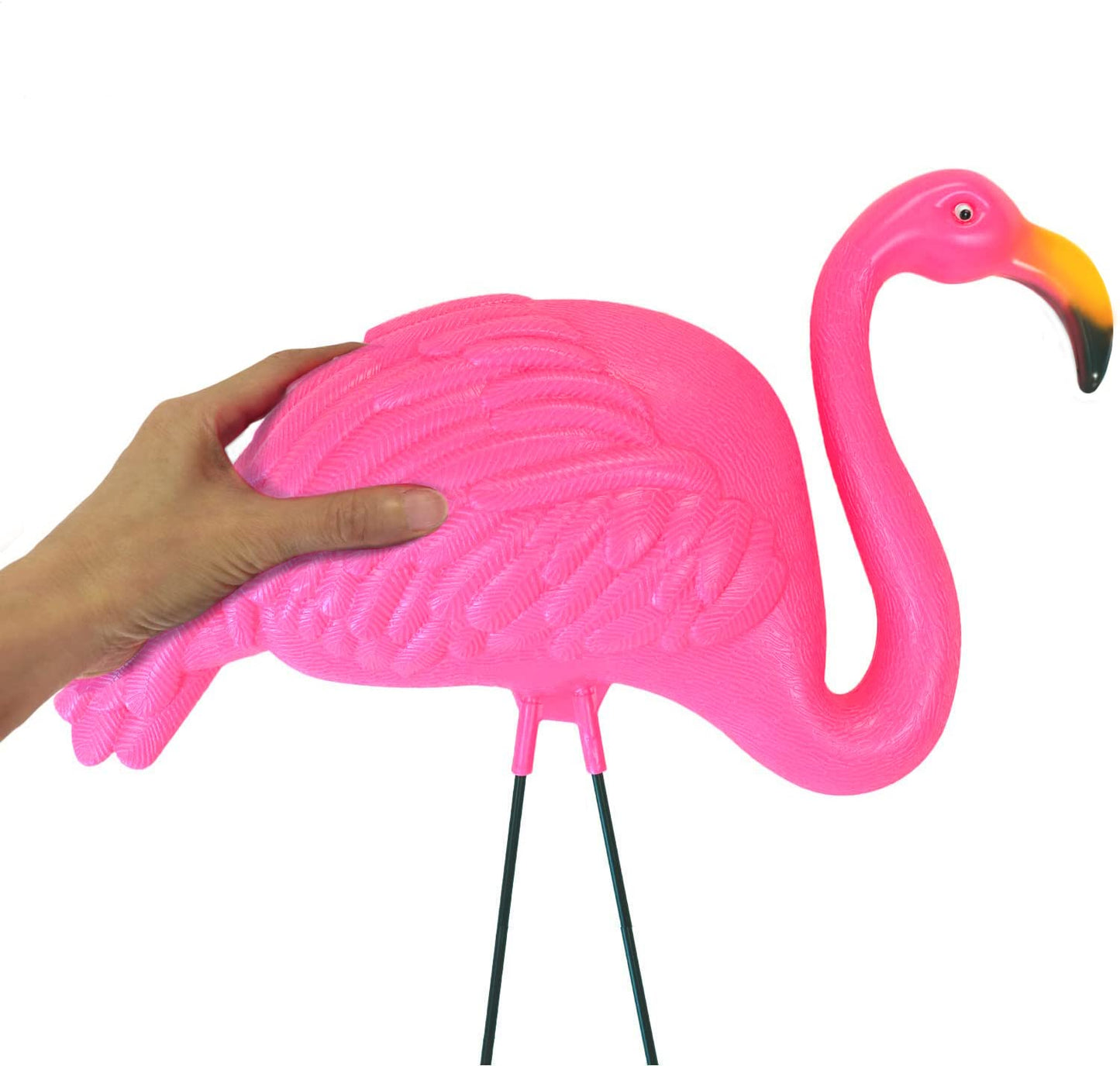 GIFTEXPRESS Pink Flamingos Yard Decorations - 2 Pack Extra Large 24" Tall Plastic Flamingo Statue w/Metal Stakes - Lawn Ornaments & Garden Decor for Outdoor Parties