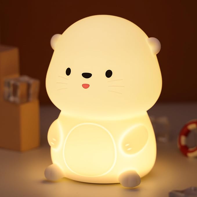 YuanDian Sea Otter Night Light, Gift for Babies and Teens, Decorate Kids' Bedroom with Cute Silicone Otter Nightlights with 8 Color Lights, Christmas Birthday Gift for Children and Toddlers Adults
