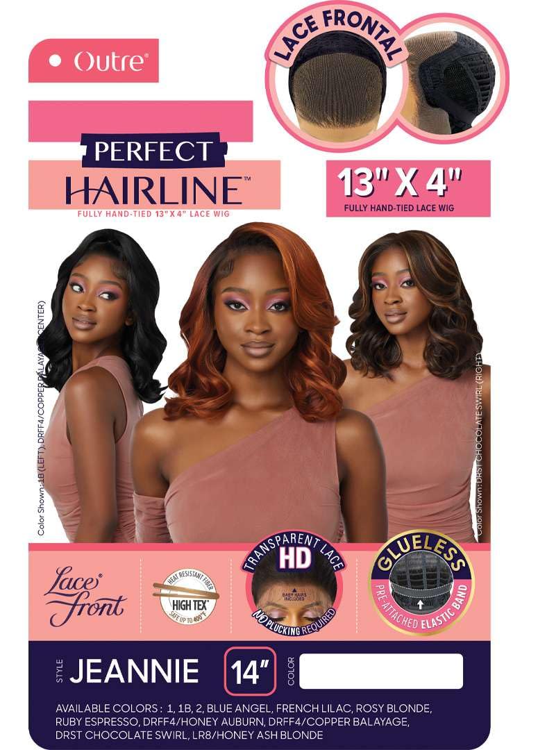 Outre Lace Front Wig - Perfect Hair Line 13X4 - Jeannie (JET BLACK 1)