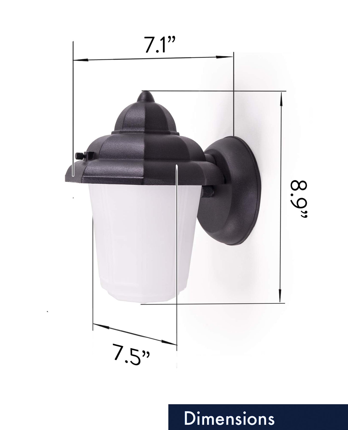 CORAMDEO Outdoor LED Jelly Jar Style Porch Light Sconce for Patio and Deck, Wet Location, Built in LED Gives 75W of Light from 9.5W of Power, 800 LM, 3K, Cast Aluminum Black Finish & Decorative Glass