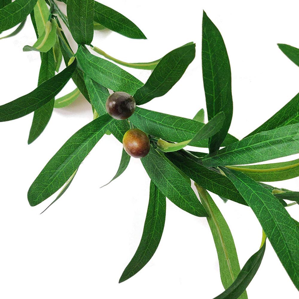 GWOKWAI Artificial Olive Leaf Garland, Olive Branch Wreath Ivy Vines Leaf Greenery Ornament for Wedding Backdrop Home Indoor Outdoor Wall Party Decoration
