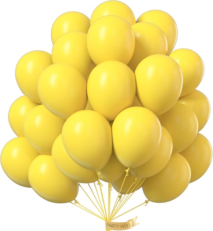 PartyWoo Yellow Balloons 50pcs 12 Inch Yellow Latex Helium Balloons for Birthday Baby Shower Graduation Sunflower Annivers...