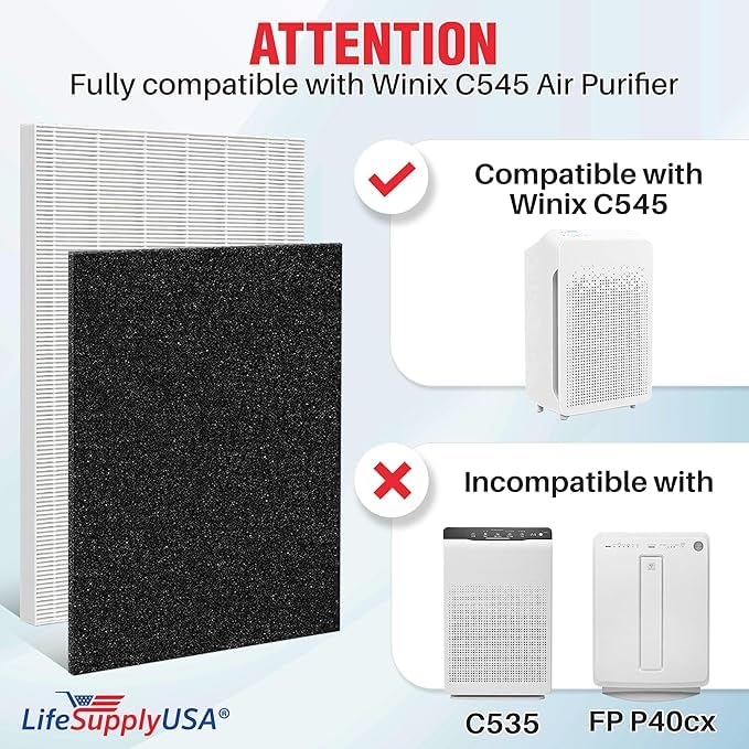 115115 Hepa Filter A Replacement + 4 Carbon Pre-Filters For C535, 5300, 5300-2, 5500, 5500-2, 6300, 6300-2, P300, Am90, C909, 98