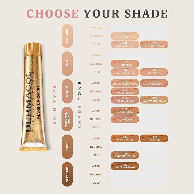 Dermacol - Full Coverage Matte Foundation with SPF 30, Waterproof Makeup Foundation for Oily Skin, Acne, & Under Eye Bags, Long-Lasting Makeup, 30g - Shade 223
