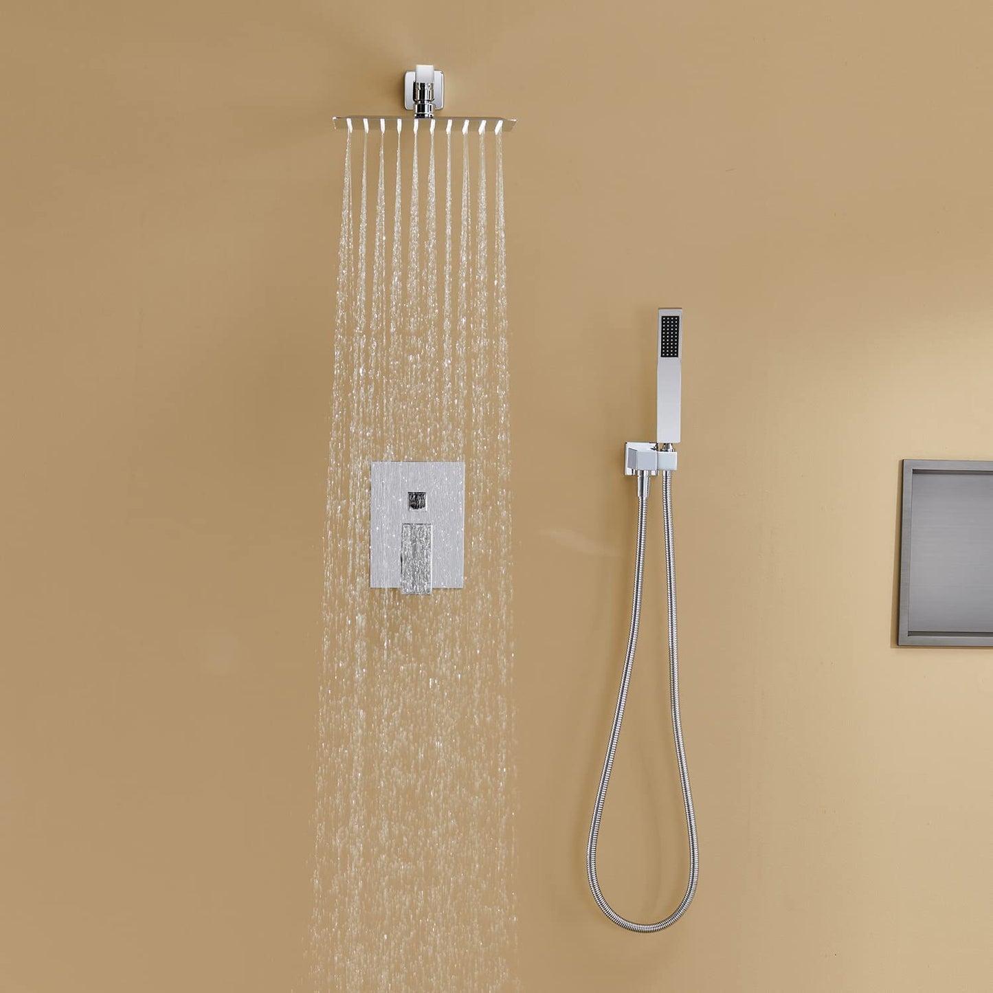 Artiqua Shower System 10 Inches Rain Shower Combo Set Chrome Wall Mount Faucet Bathroom Faucets with Rainfall Shower Head and Hand Shower