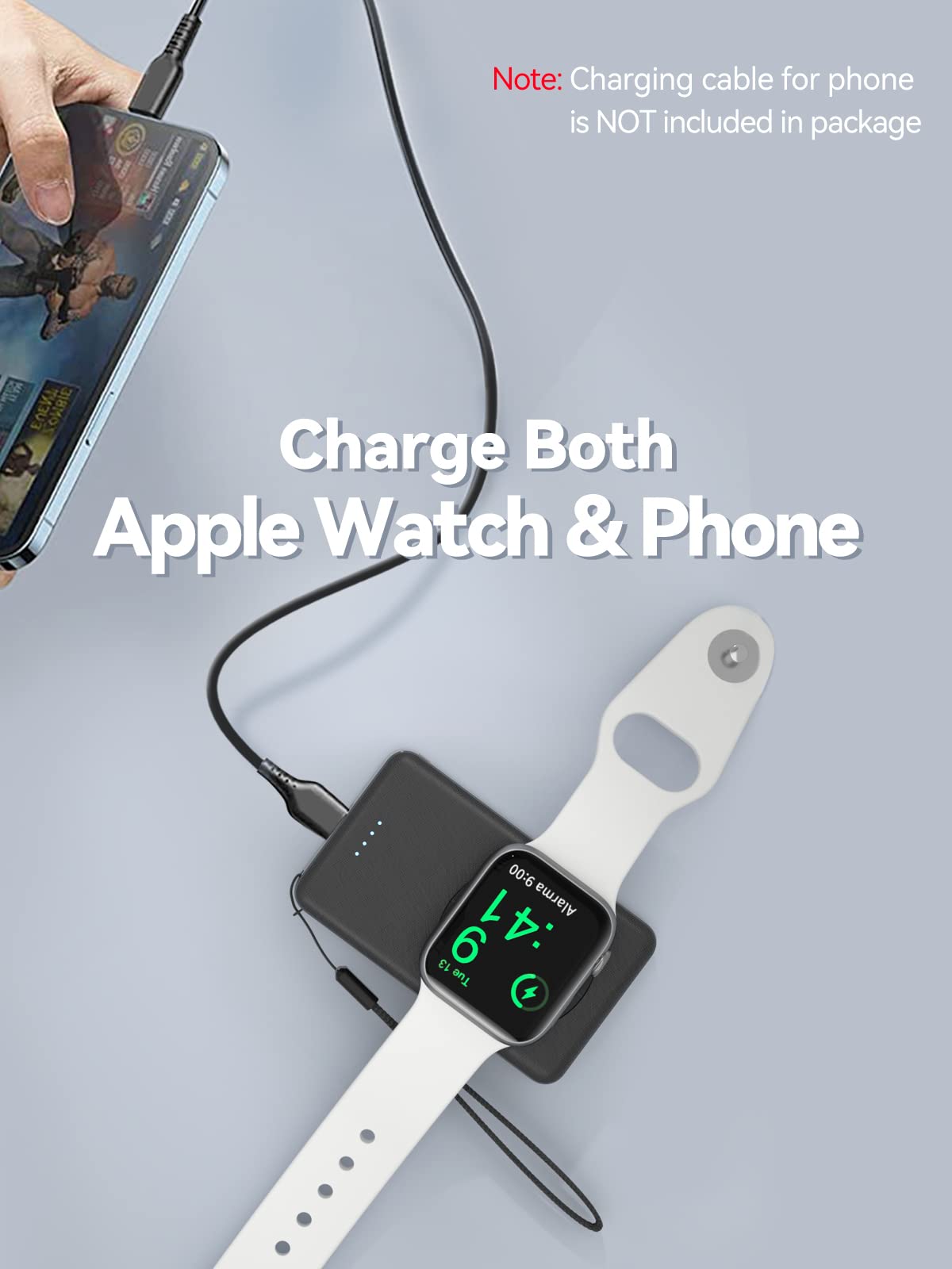 Lvfan Portable Charger For Apple Watch, 4000Mah Iwatch Charger Power Bank Wireless Battery Pack Magnetic Travel Smartwatch Charg