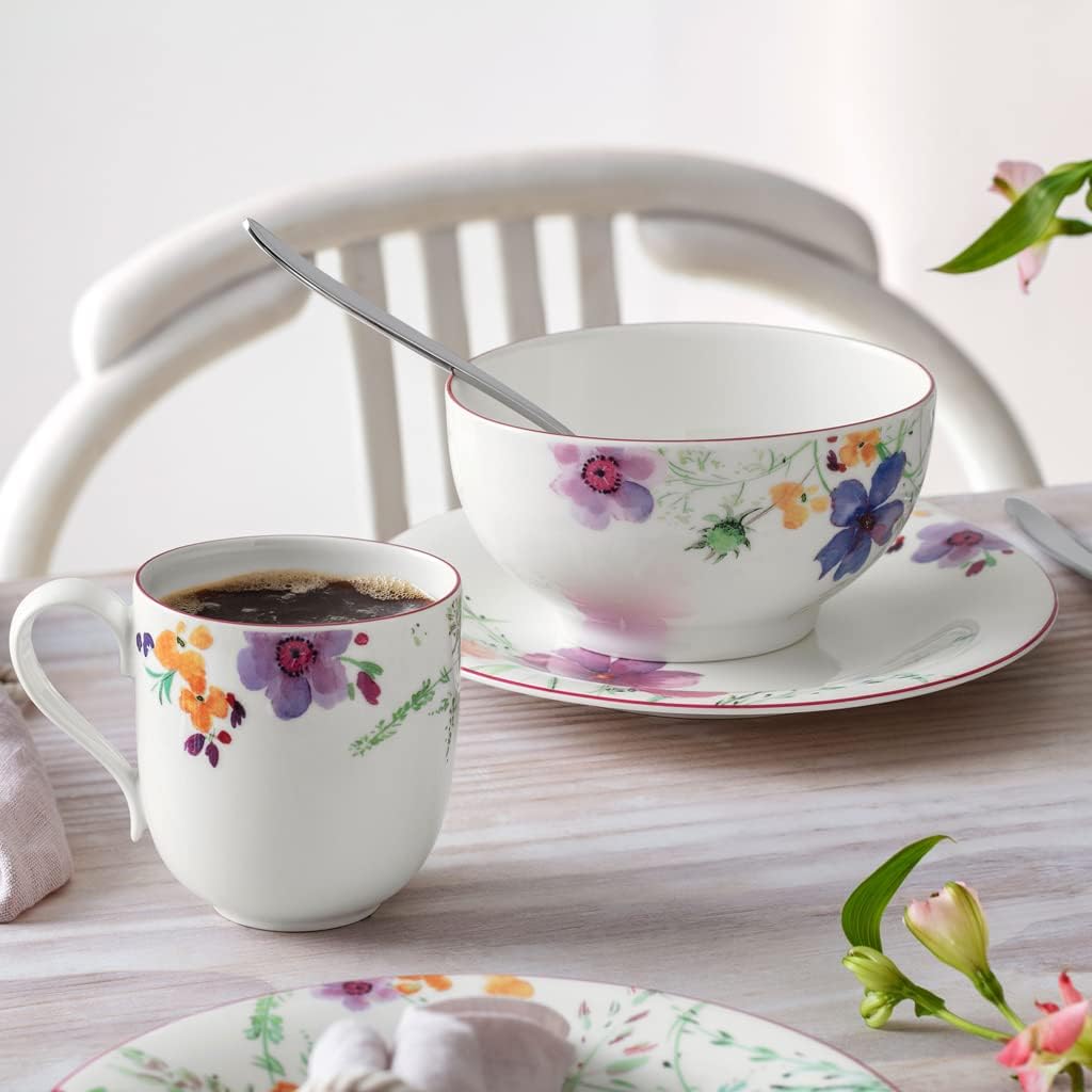 Villeroy & Boch Mariefleur Basic Salad Plate :, 8.25 in, Premium Porcelain, White/Multicolored