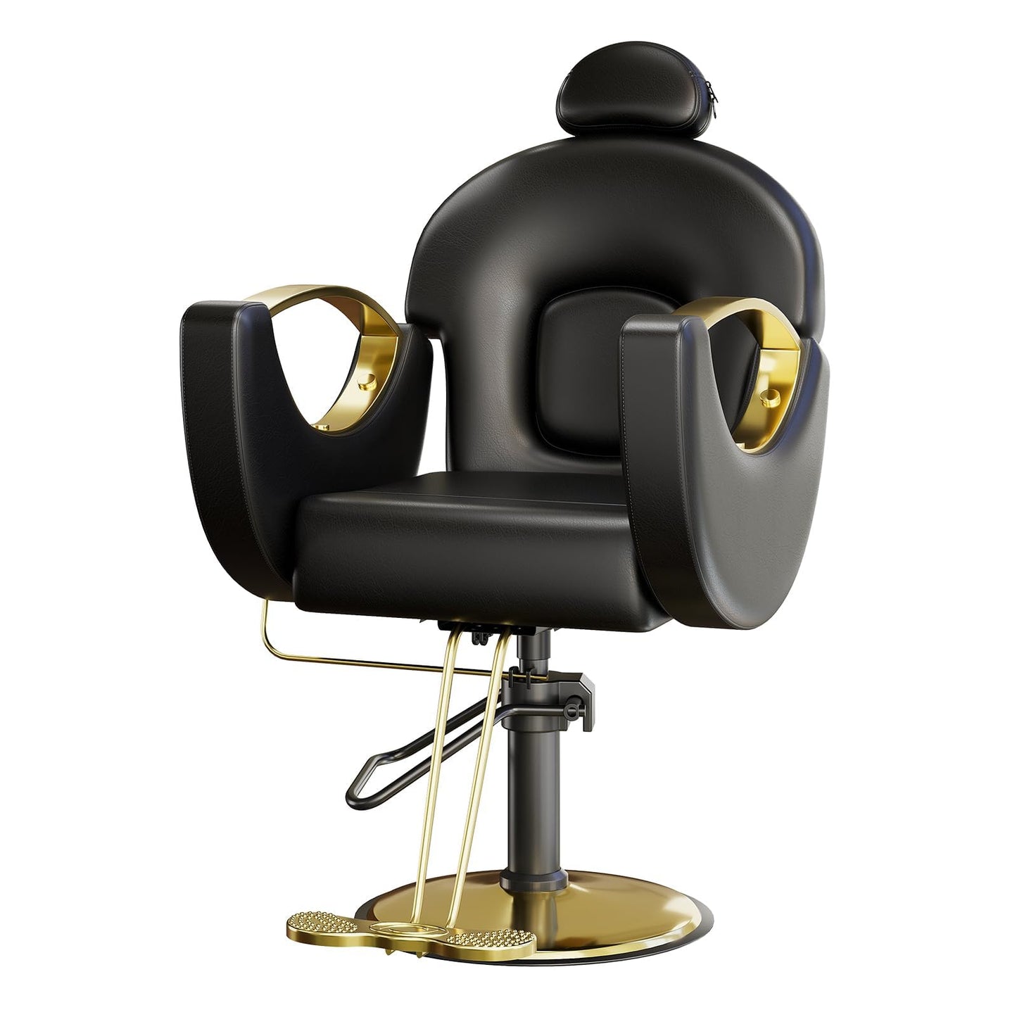 SierraSquad Reclining Barber Salon Chair – 360° Swivel Hydraulic Styling Chair with Heavy Duty Pump, Professional Hairdressing Seat for Barbershop, Home Spa, Salon – Black