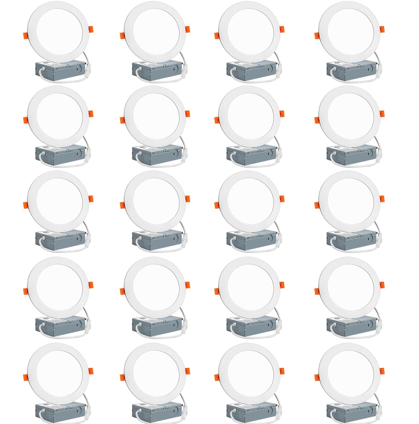 CODAFUL 20Pack 6 Inch Ultra-Thin LED Recessed Ceiling Light with Junction Box, 6000K-Daylight Can Lights,12W 110W Eqv, Can-Killer Downlight 1050LM High Brightness,led recessed Light.