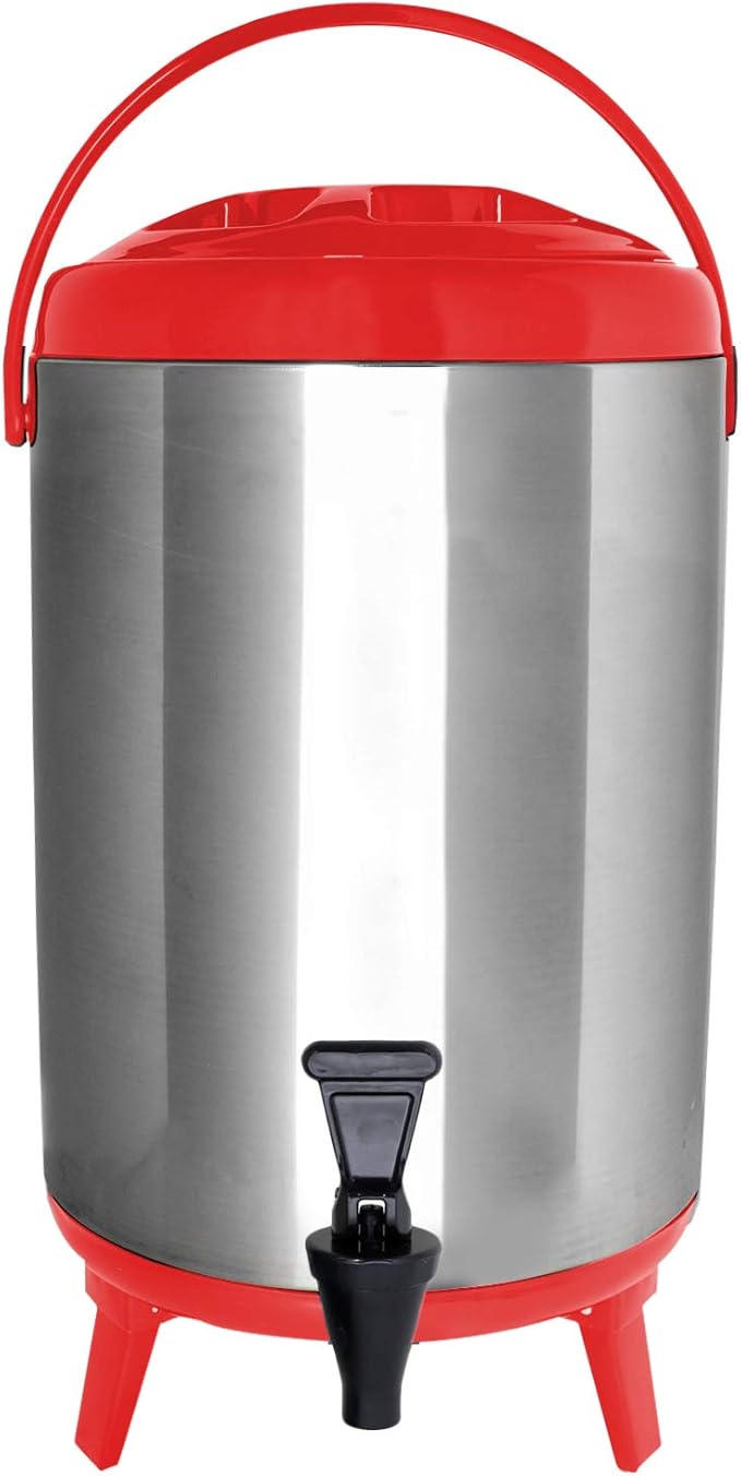 Vollum Stainless Steel Insulated Beverage Dispenser – Insulated Thermal Hot and Cold Coffee Carafe – 10 Liter Drink Dispen...
