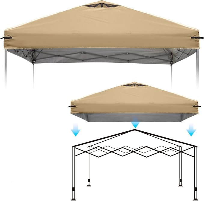 10x10 Canopy Replacement Top Cover with Air Vents for ez up Pop up Canopy Gazebo Tent with Adjustable Straps, Waterproof &...