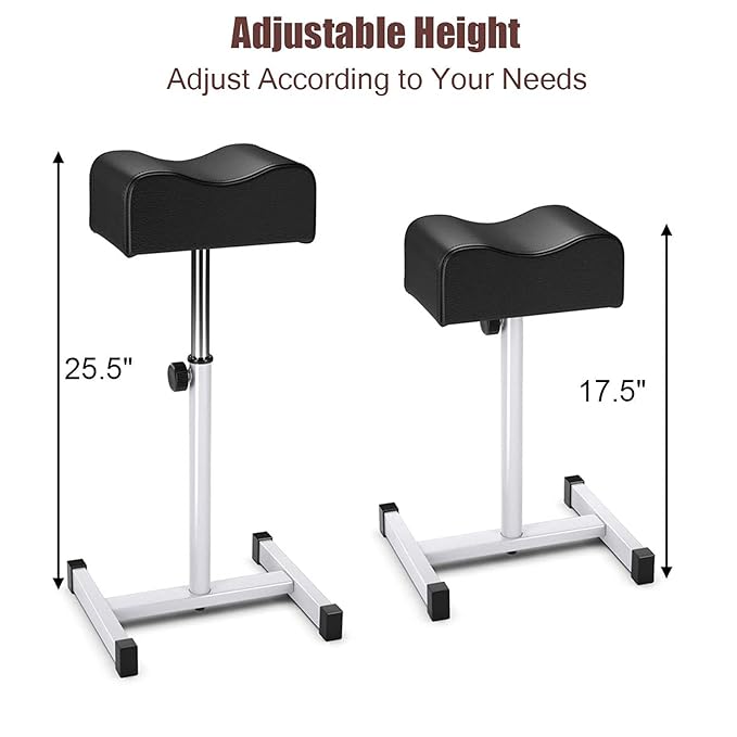 Pedicure Foot Rest,Adjustable Height Pedicure Stool,Pedicure Stand for Home Salon,Tattoo,Nail Tech(Black)