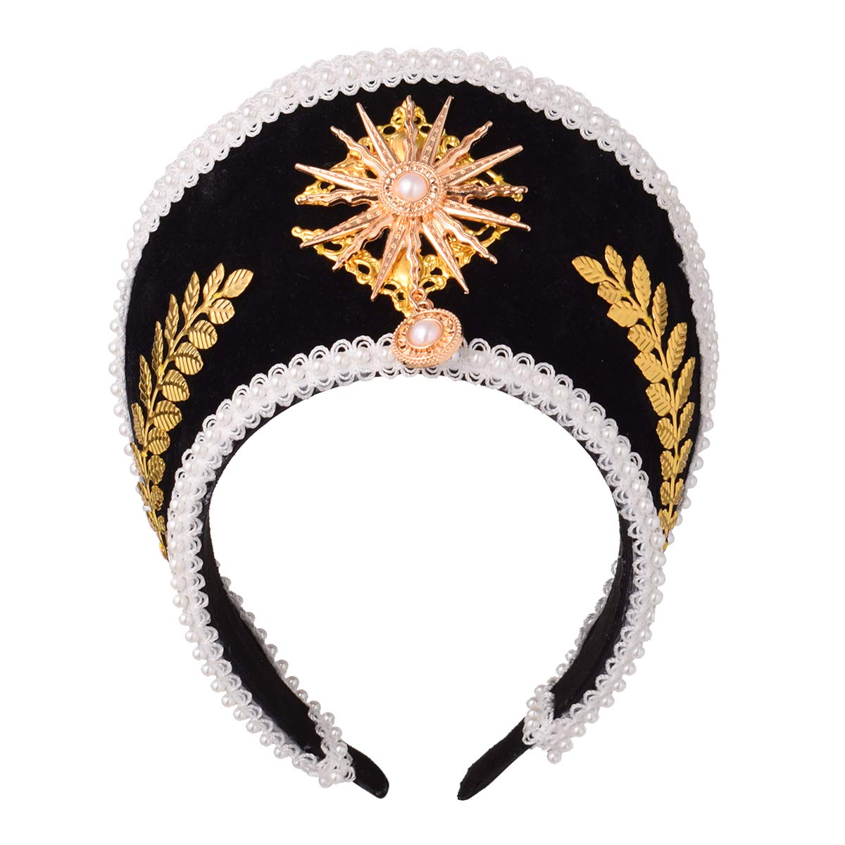 GRACEART Anne Boleyn Hat Headpiece Elizabethan Headwear Tudor Coronet Hood Hat Style-01(Black)