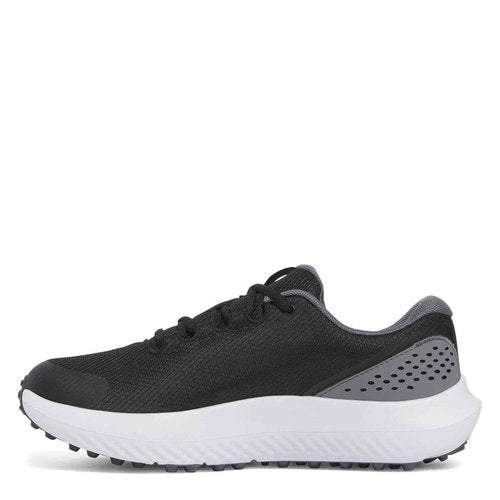 Under Armour Men's Surge Golf Cleat, (001) Black/Castlerock/Metallic Gun Metal, 12, US