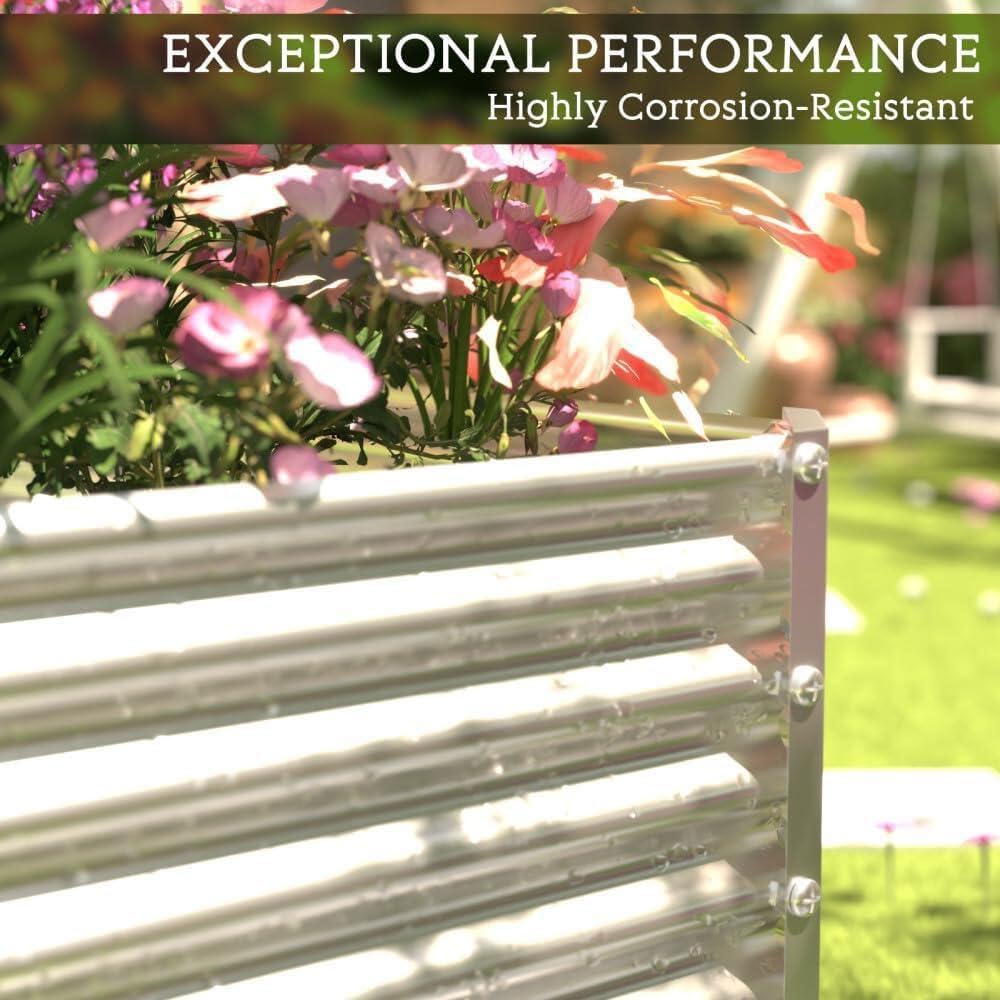 FRIZIONE 2pcs Tall 8x4ft Galvanized Raised Garden Bed Outdoor,Above Ground Garden Bed for Vegetable,Metal Raised Beds for Flower,Steel Raised Beds for Gardening