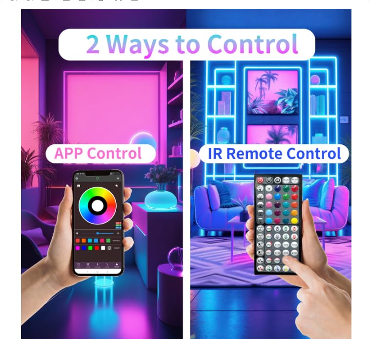 NBBUFF Led Lights for Bedroom, 200FT (2 Rolls of 100FT) RGB Led Strip Lights Sync with Music, Smart App Controlled Strip L...