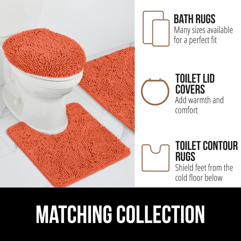 GORILLA GRIP Bath Rug Mat, Thick Soft Absorbent Chenille, Quick Dry Microfiber Mats, Rubber Backing Washable Shower Floor Rugs, Bathmat Runner, US Designed Bathroom Home Decor Accessories 24x17, Coral