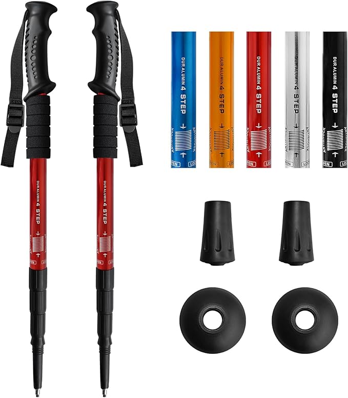 Ynaize 2 Pack Hiking Poles for Junior, Nordic Walking Trekking Pole Hiking Sticks Lightweight Collapsible & Shock-Absorben...