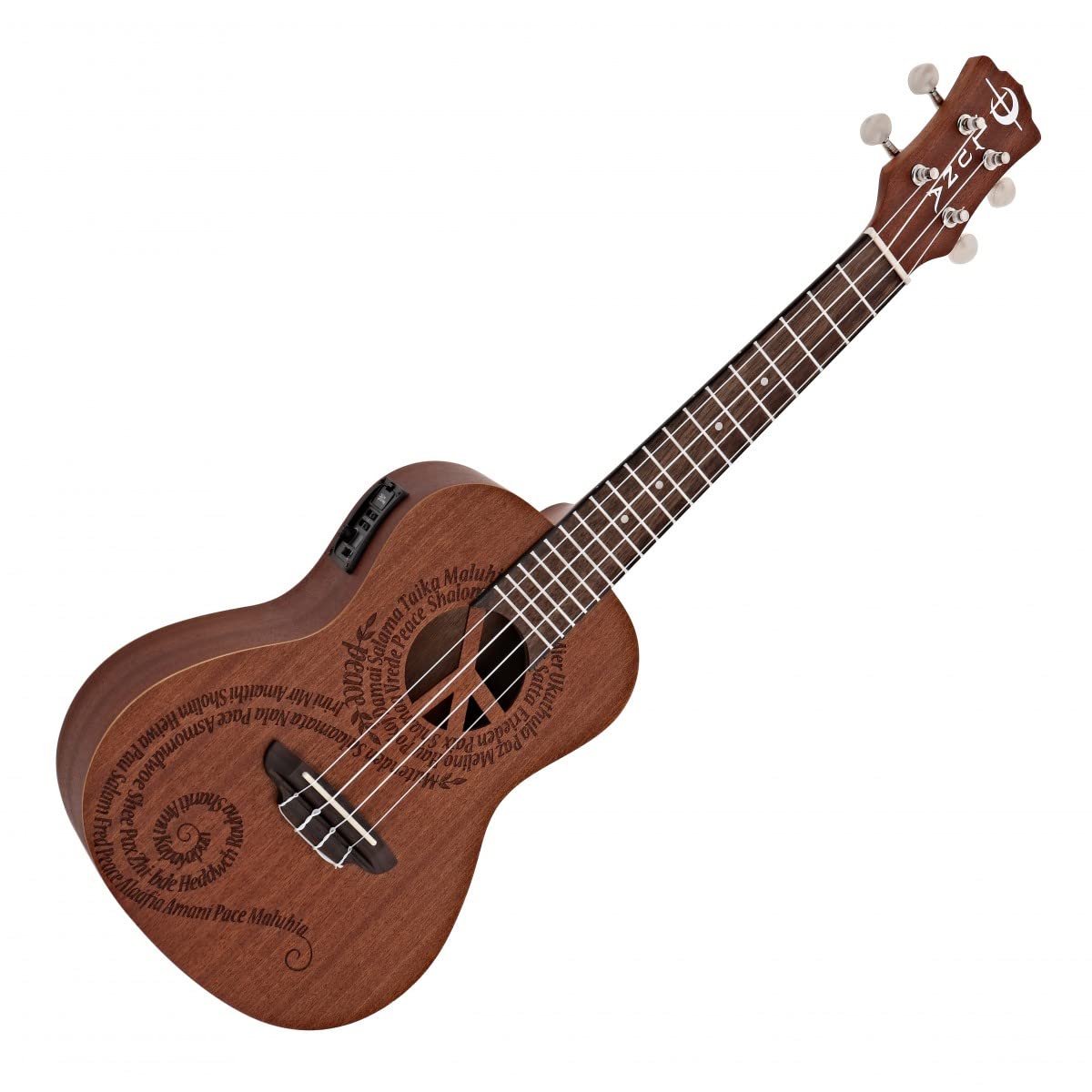 Luna Maluhia Peace Concert Ukulele With Gig Bag, Satin Natural