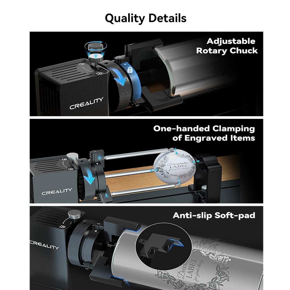 Creality Laser Rotary Roller Pro for Falcon A1 Laser Engraver，Suitable for Engraving Cylindrical Objects, Rotary Kit with M6 Raiser for Falcon A1