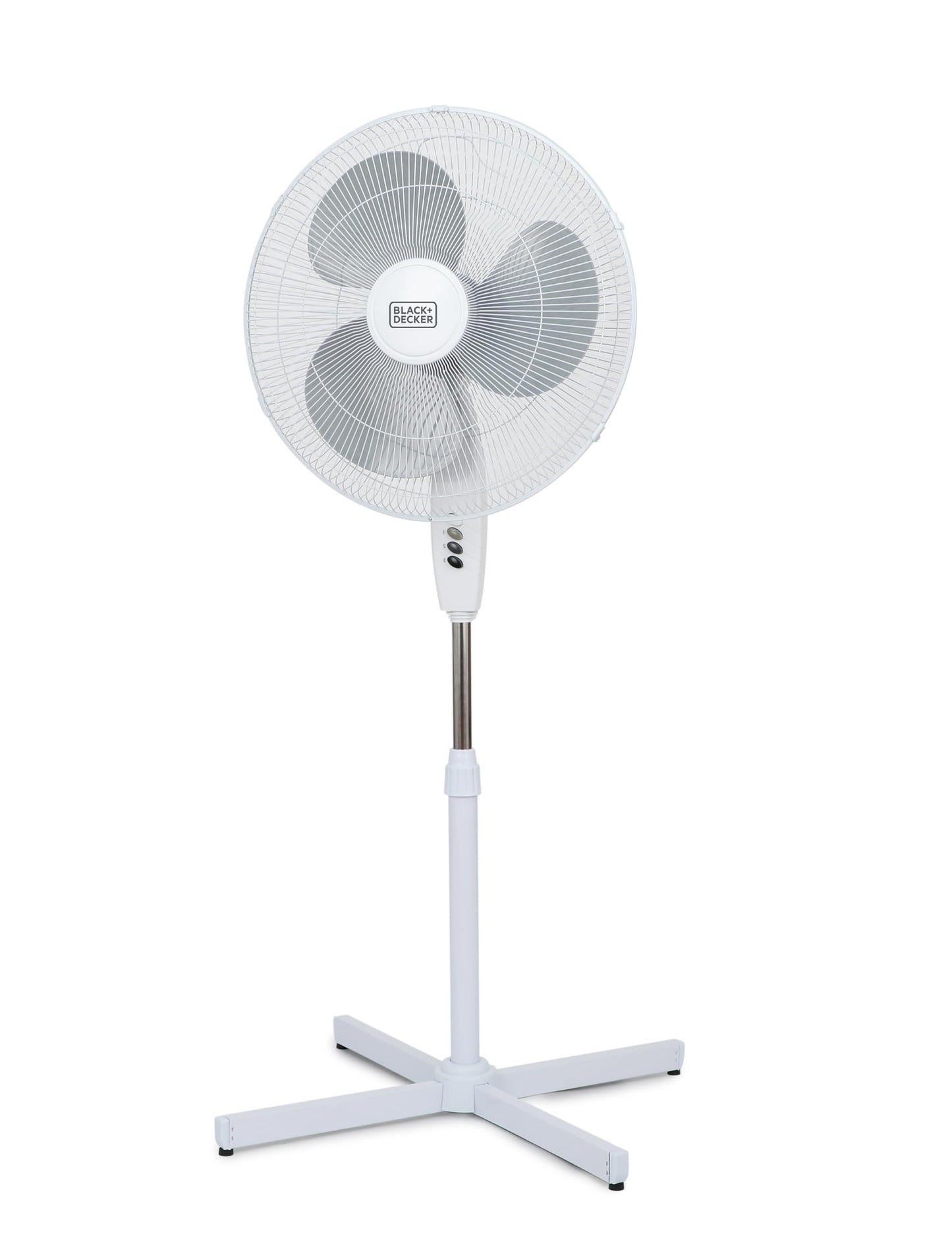 BLACK+DECKER 18-Inch Pedestal Fan, BFP18SXW, Oscillating Fan for Home and Office, Standing Fan with 3 Speed Settings, Height Adj
