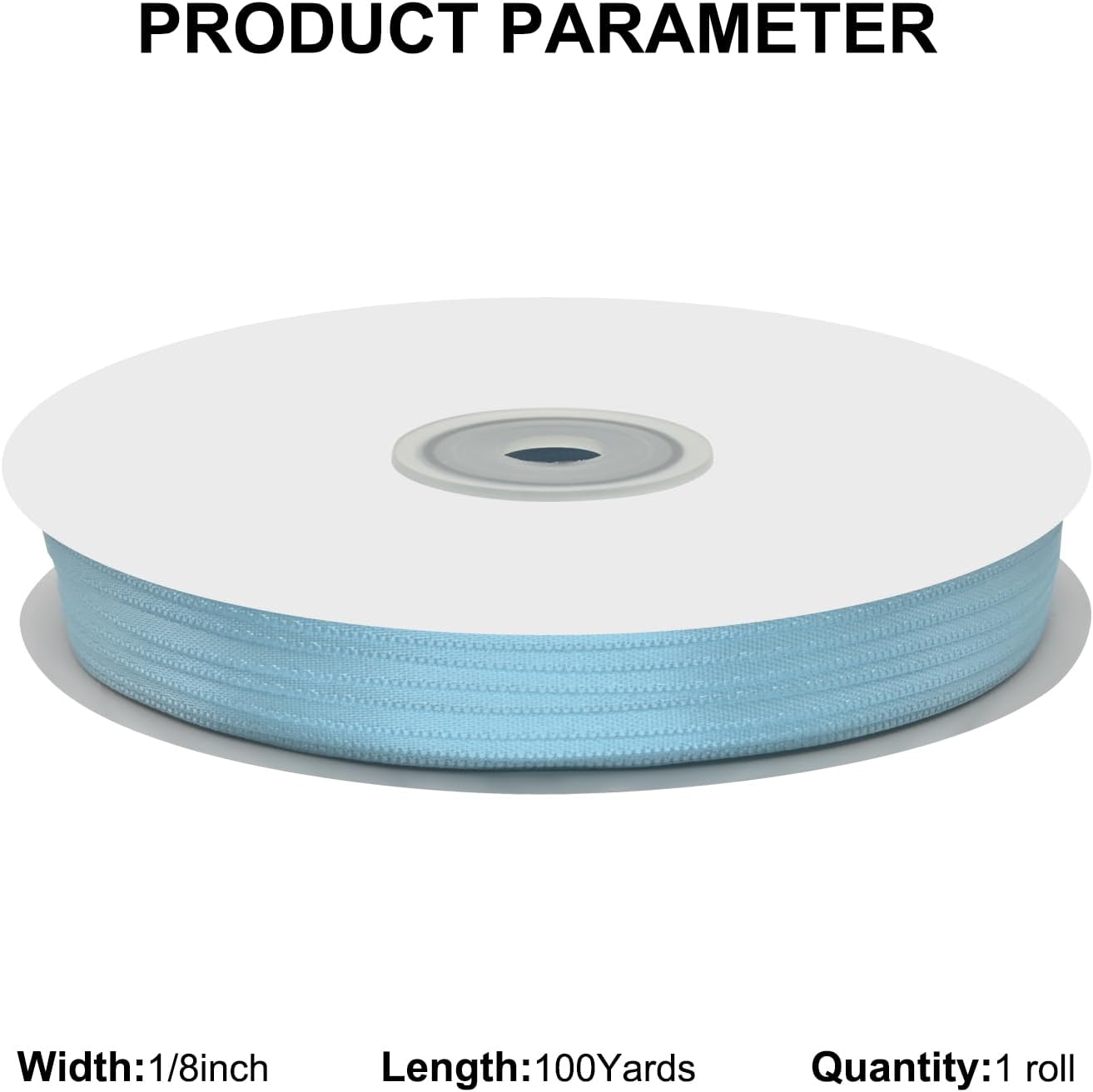 1/8 Inch X 100 Yards Lt Blue Satin Thin Ribbon Solid Color Double Faced Ribbons Perfect for Crafts Wedding Decor Bow Making Arts Sewing and More
