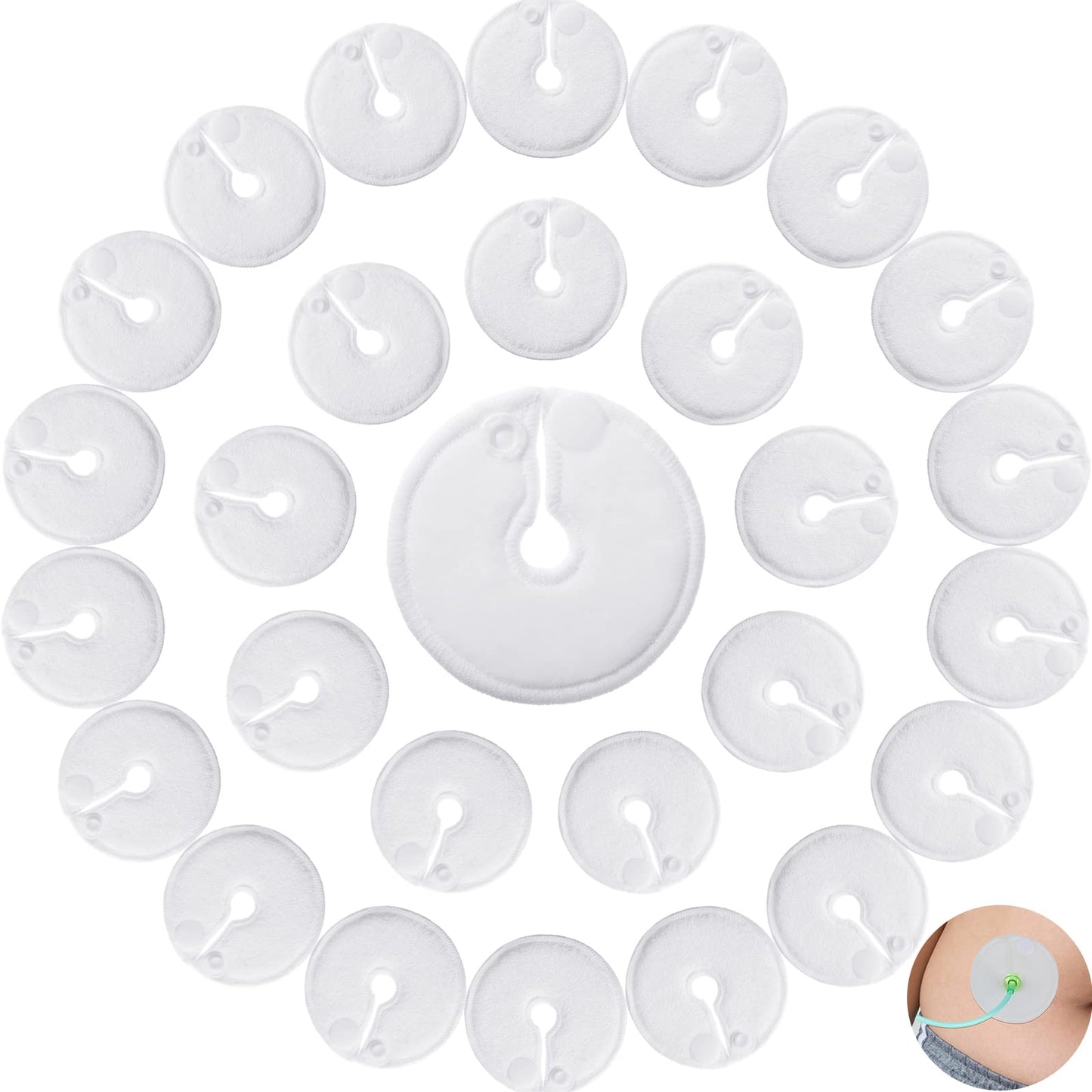 Tondiamo 28 Packs g Tube Button Covers Feeding Tube Pads Supplies Soft Abdominal Feeding Cotton Pads Covers Accessories for Nursing Care 3 Inch(White)