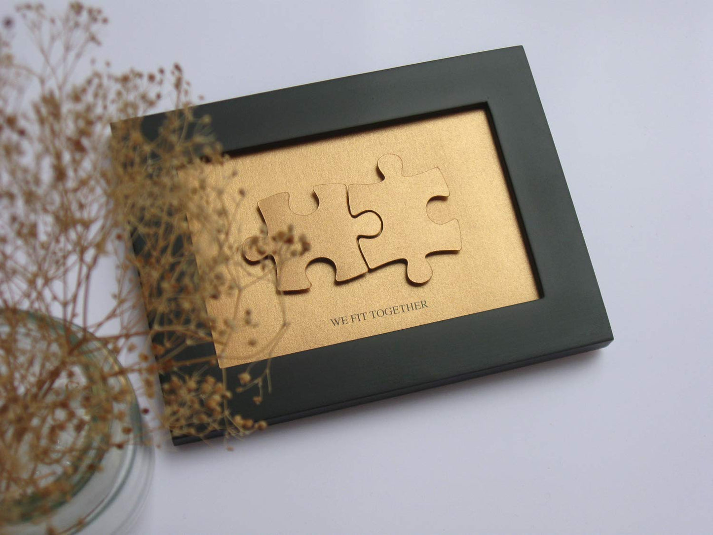 We fit together Puzzle Paper Cut Art - Bronze 8th Anniversary Gift for him or her, DIY the Name and Date on Jigsaw, Christmas Valentines Day Gift from Wife