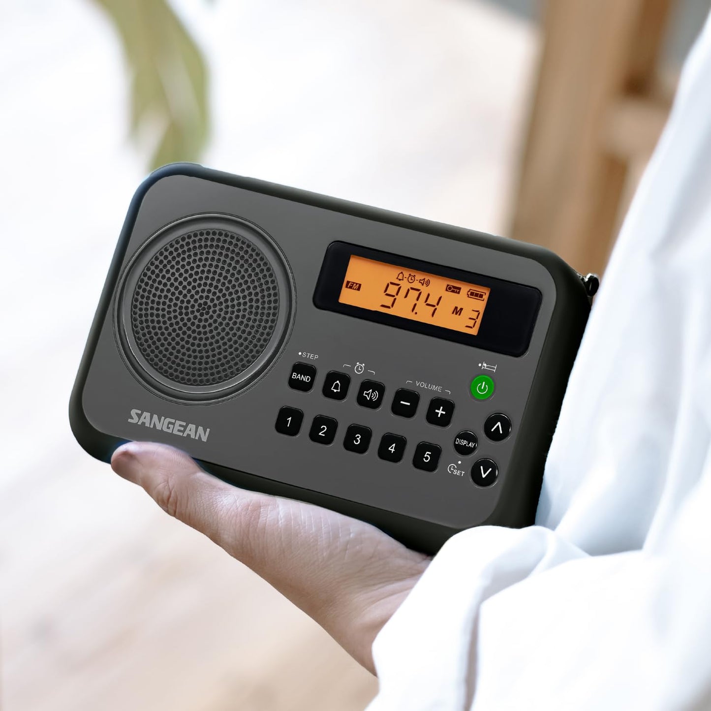 Sangean Pr-D18Bk Portable Radio With Protective Bumper, Am/Fm, Gray/Black