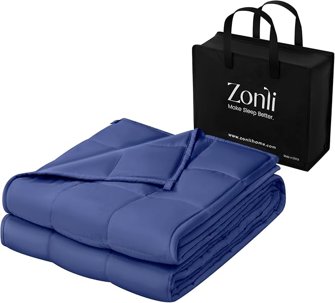 ZonLi Weighted Blanket for Adults (60"x80", 15lbs, Dusk Blue) Queen Size High Breathability Cooling Heavy Blanket, Soft Material with Premium Glass Beads, All-Season, Easy Care