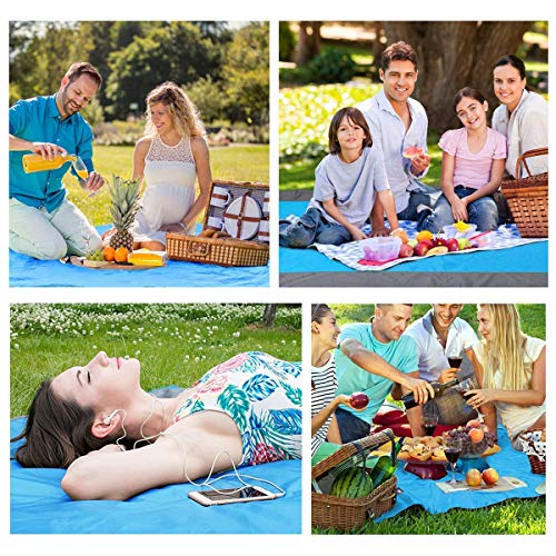 Eastjing 79" x 57" Sand Free Beach Blanket Water Resistant & Sand Proof Beach Mat, Soft Ripstop Nylon Pocket Picnic Blanke...