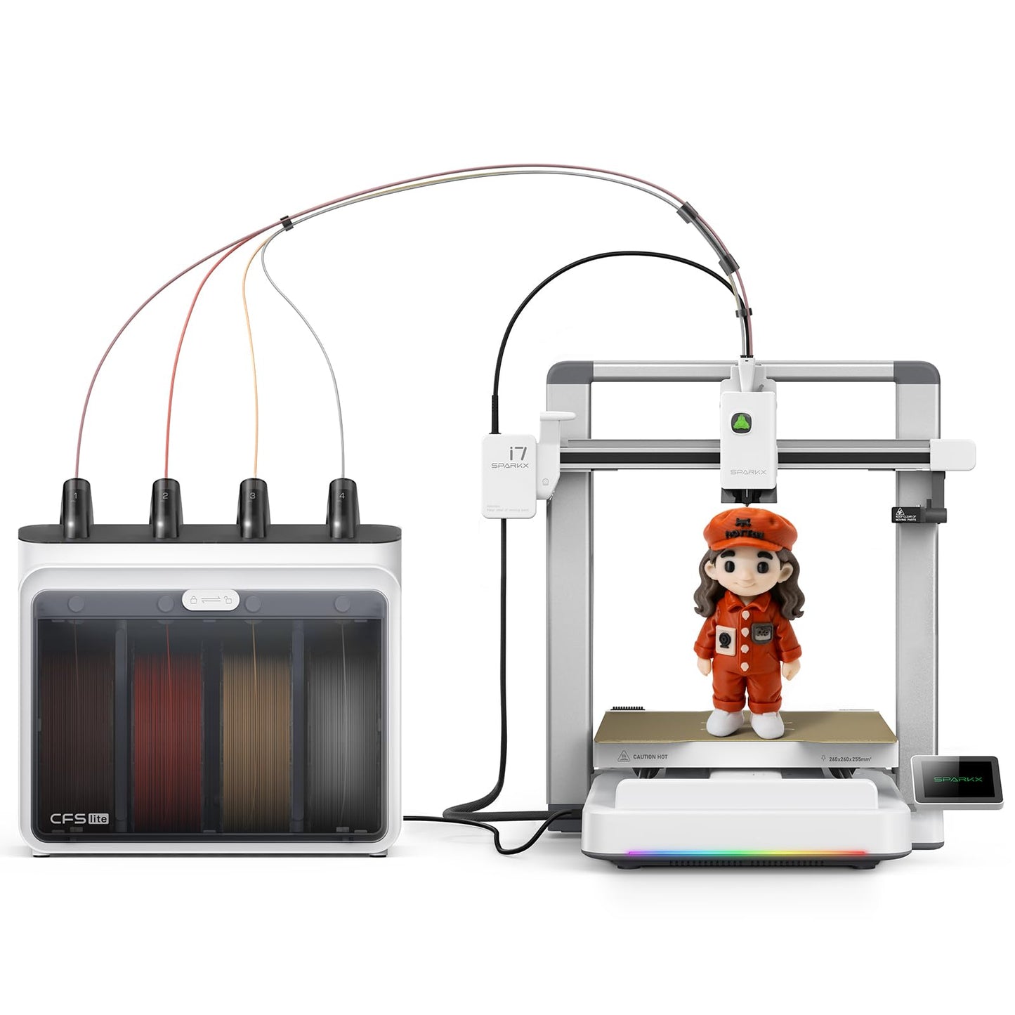 Creality SPARKX i7 Combo 3D Printer,Multi-Color 3D Printer with AI Camera, Auto Leveling, Auto Filament Feeding, Direct Drive Extruder, 260×260×255mm Build Volume, WiFi Remote Monitoring