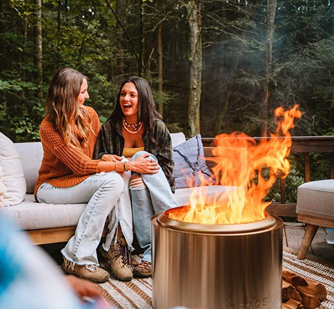 Solo Stove Bonfire 19.5" Smokeless Fire Pit with Removable Ash Pan | Portable Outdoor Fire Pit | Stainless Steel - Wood Bu...