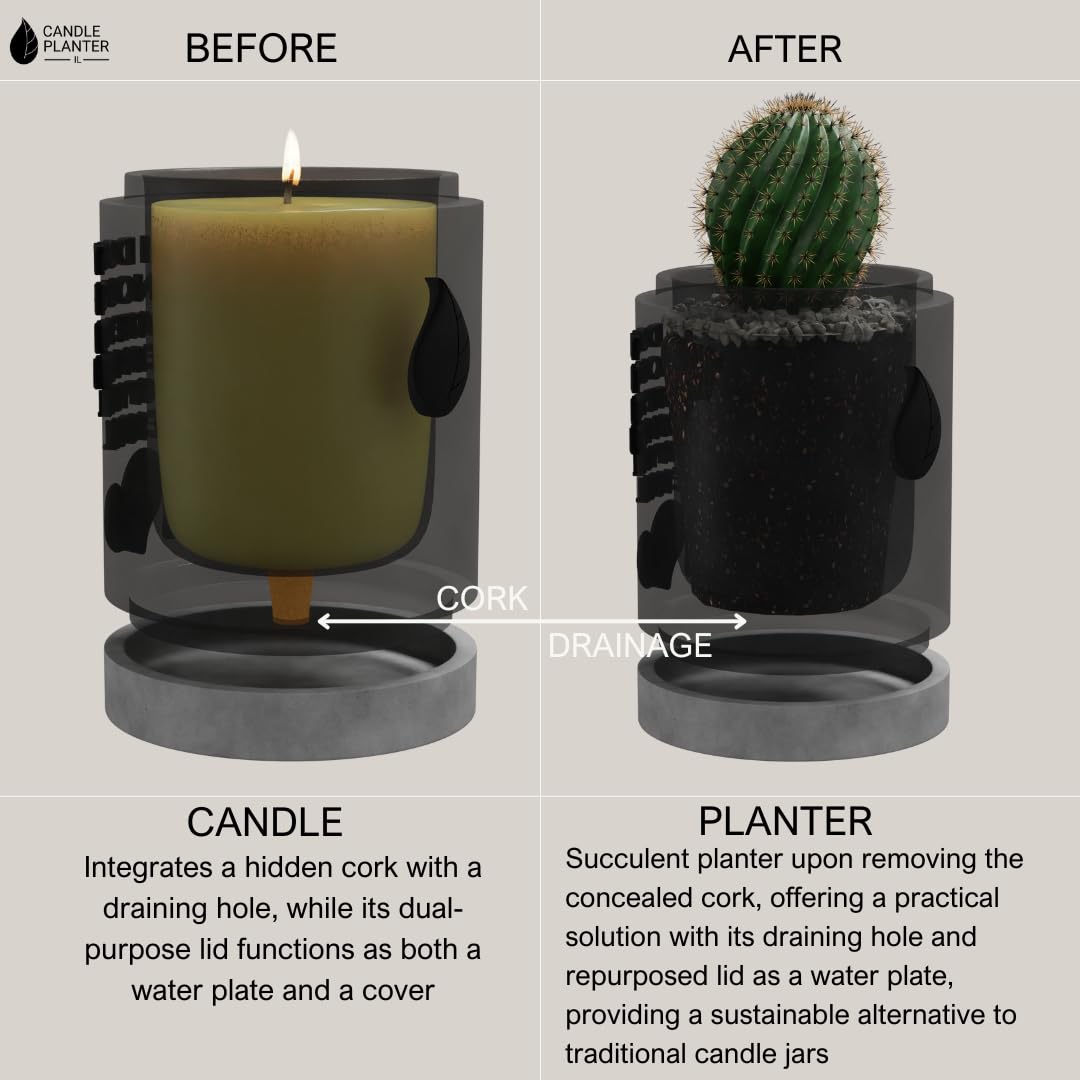 Candle Planter Triple Purpose Romantic, Aromatherapy Candles - Natural Soy Wax, Long-Lasting 50-Hour Burn, Sandalwood Scents - Gifts for Him, Her, Couple, Husband and Wife Birthday Gift Ideas