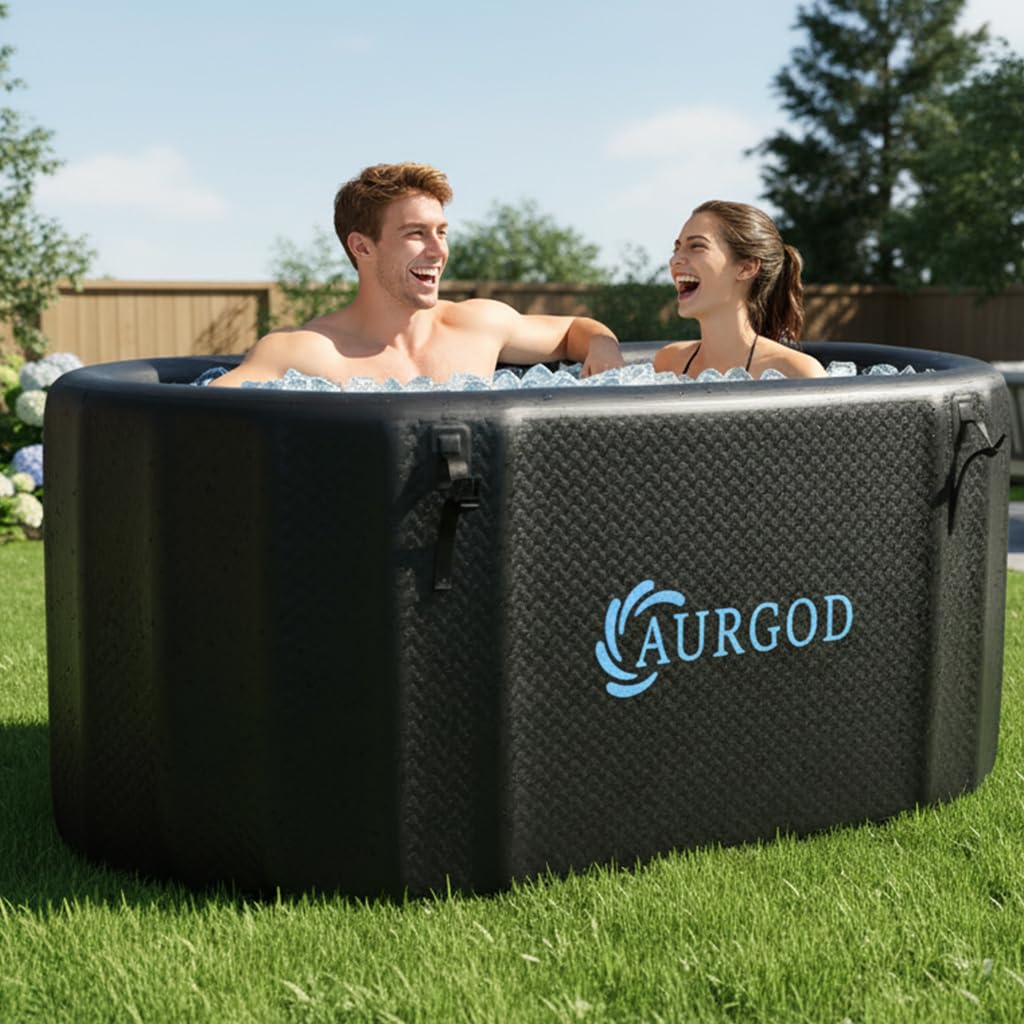 AURGOD 238Gallon Inflatable Cold Plunge Tub for Recover, Upgraded Thickened 2 Person Ice Bath Tub, Bathtub Adult, Insulated Lid, Pump, Strong Handbag