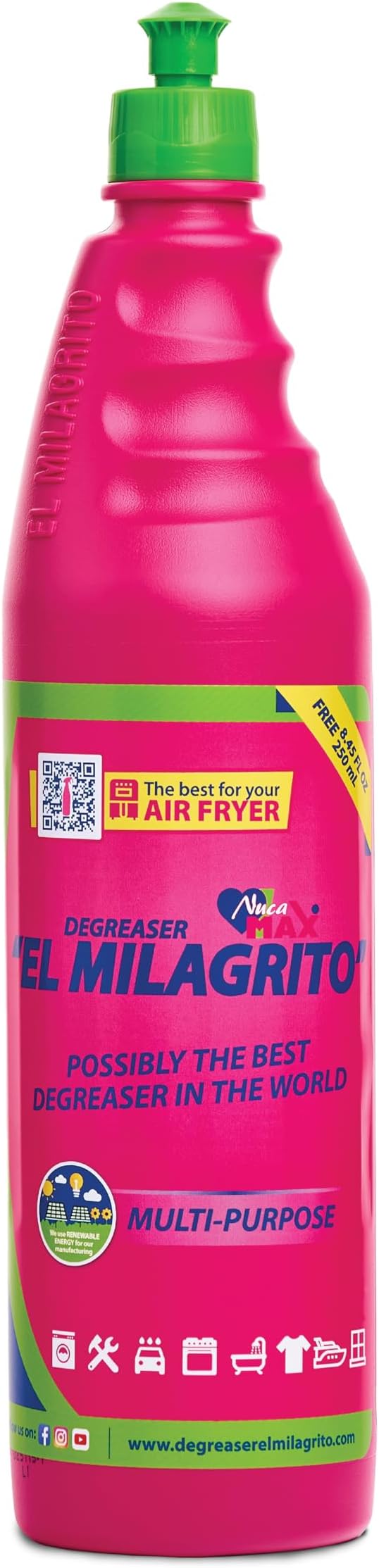 EL MILAGRITO Multi-Purpose Cleaner & Degreaser, 33.81 Fl Oz, Heavy Duty Cleaner for Kitchen, Bathroom, Workshop, Boats, Fabrics, Industrial Use