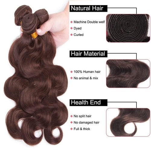 Condescension Brazilian Human Hair Bundles 18 20 22 Inch Body Wave 3 Bundles Human Hair 100% Unprocessed Remy Brazilian Virgin Weave Hair Chocolate Brown 4 for Women