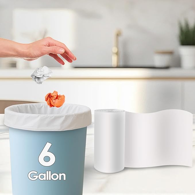 6 Gallon 220 Counts Strong Trash Bags Garbage Bags by Teivio, Bin Liners, for home office kitchen (Clear)