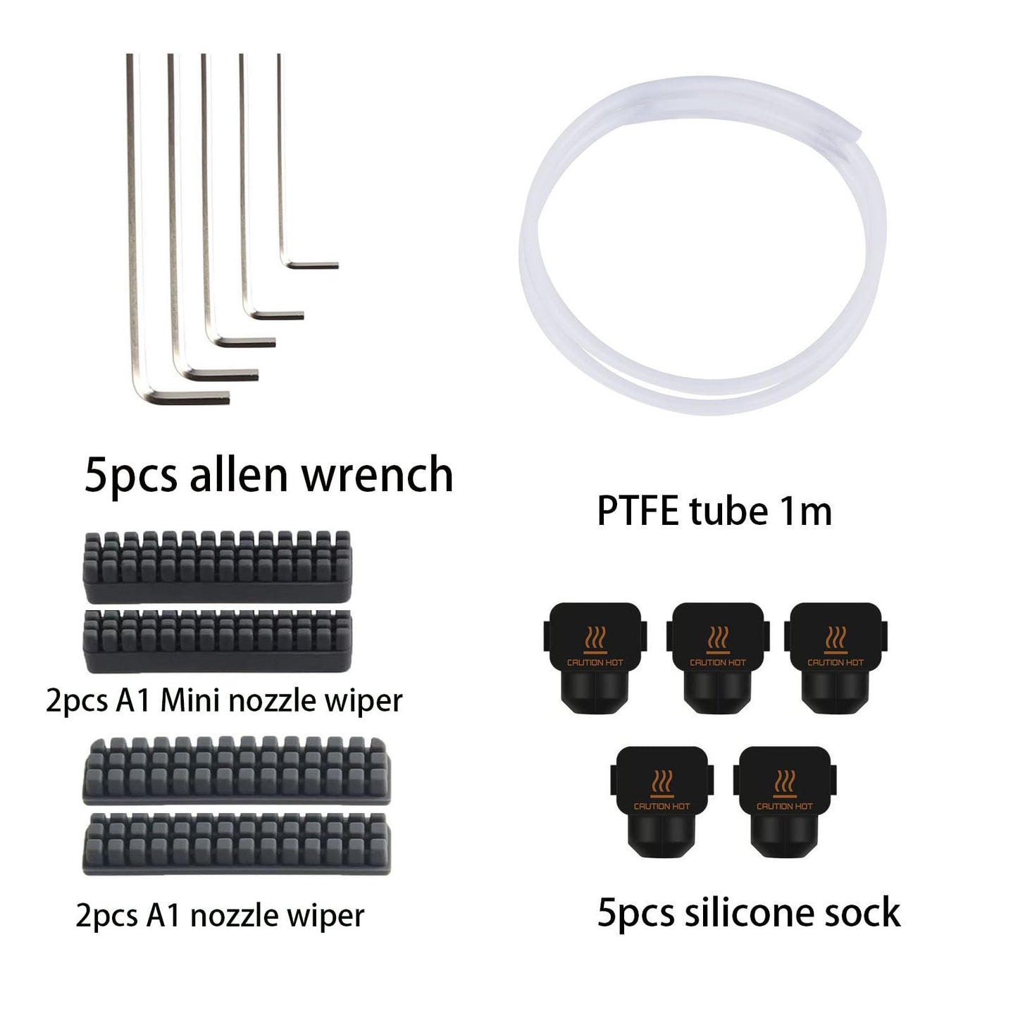 3D Printer Tool Kit for Bambu Lab A1/A1 Mini, Maintenance Common Tool Kit with Clog Poke, Silicone Sock, PTFE Tube, Allen Wrench, Screwdriver, 3D Printing Accessory for 3D Print Removing, Cleaning