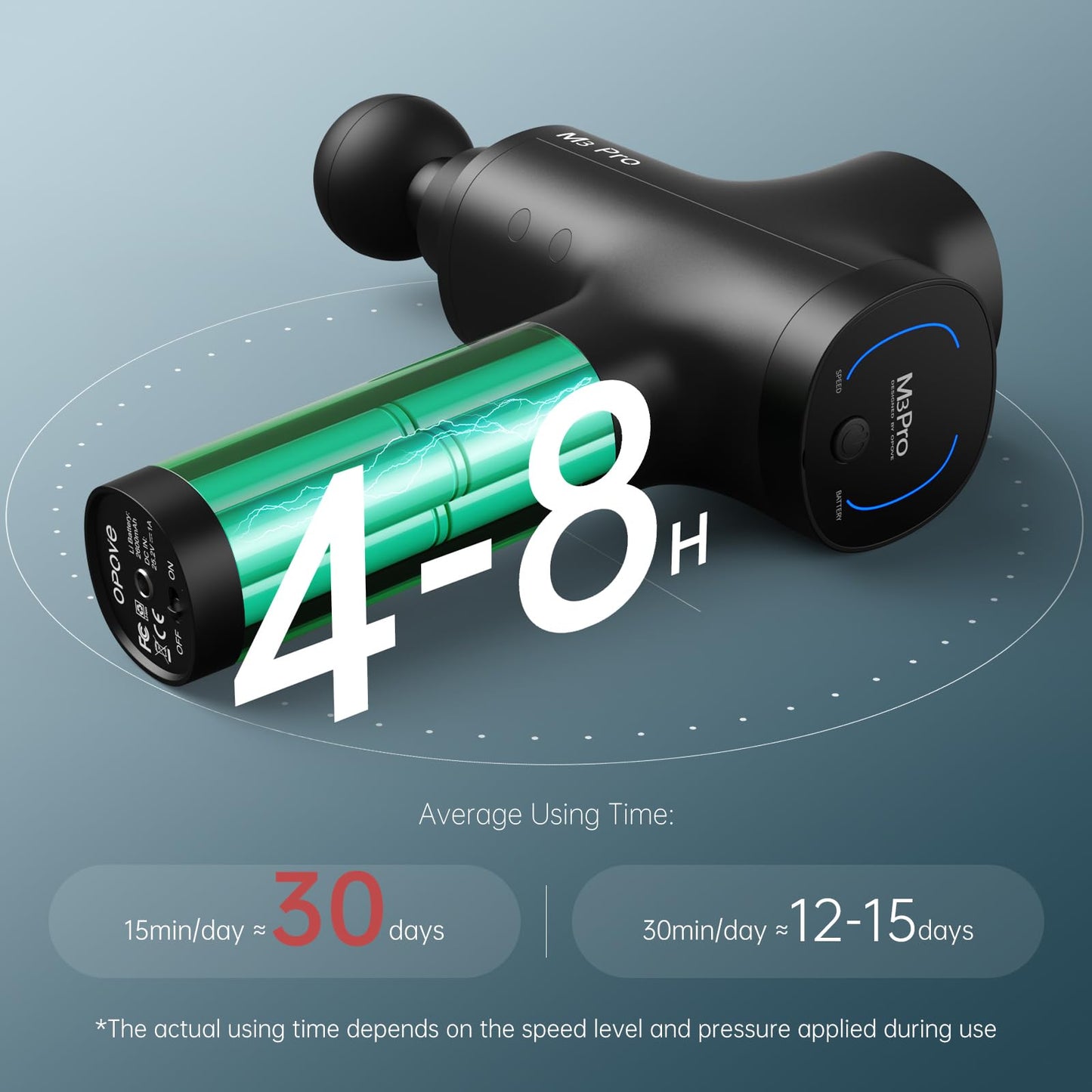 Opove M3 Pro 2 Massage Gun Deep Tissue Percussion Muscle Massager for Workout, Handheld Percussive Therapy Fascia Gun for Athletes Fast Recovery 4-8 Hours Long Battery Life, Powerful, Quiet, Black