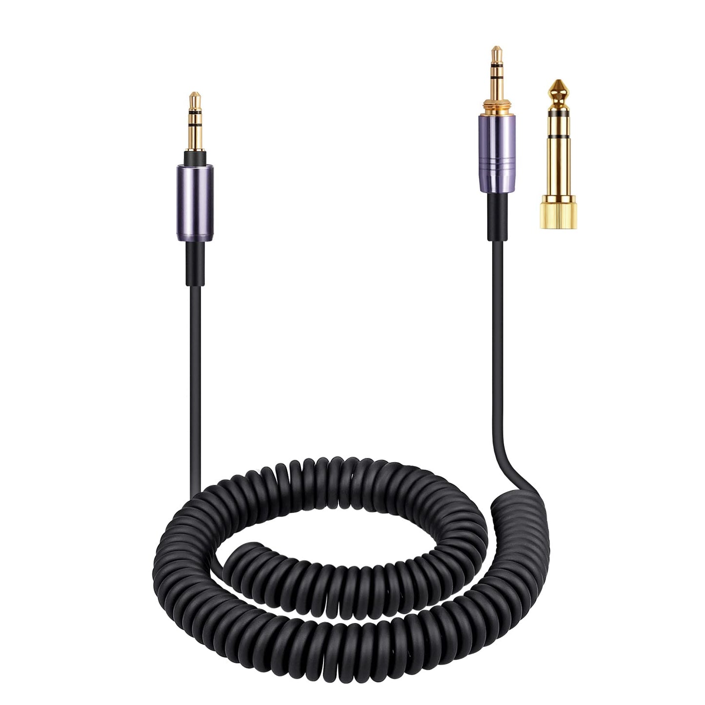ATH-M50xBT Cable, Coiled Aux Cord Replacement for Audio Technica ATH-M50xBT2, ATH-SR50BT Wireless Headphones, 3.5mm(1/8) Extension Wire with 6.35mm(1/4) Adapter, 14ft -Like New