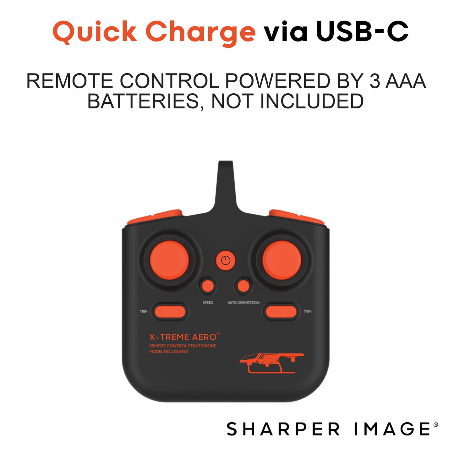Sharper Image® X-Treme Aero Mini Drone, 4.6" RC Stunt Helicopter, 2.4 GHz Long Range Remote Control, Quiet Indoor & Outdoor Toy, Lightweight Durable, Kids & Adult Beginner Pocket Drone, Small Gift