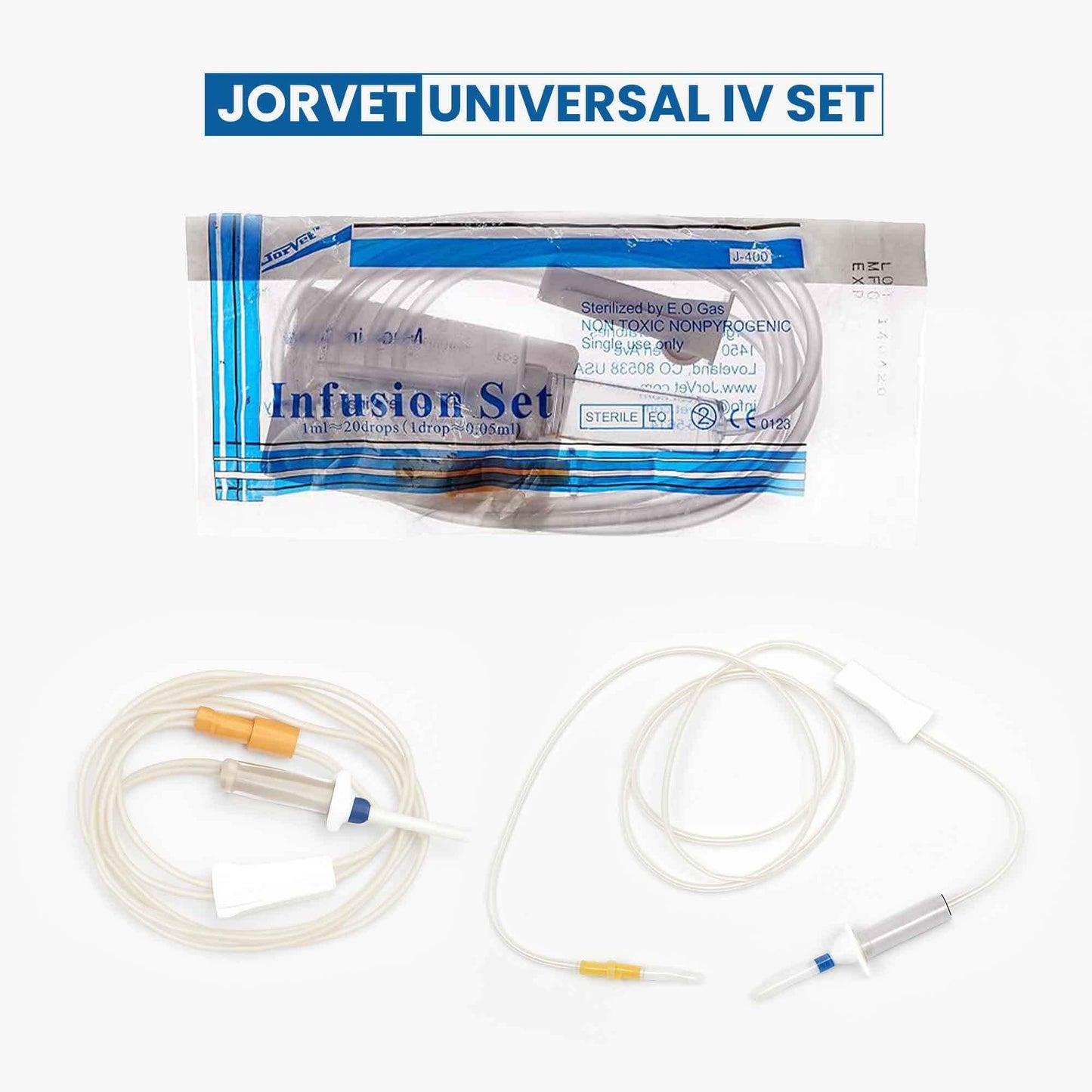 JorVet Universal IV Set | Veterinary-Grade Infusion Set with 72" Soft Tubing, Luer Connector, Roller Clamp & Bacteria-Proof Air Vent for Safe & Precise Fluid Delivery | Vented & Non-Vented Single-Use