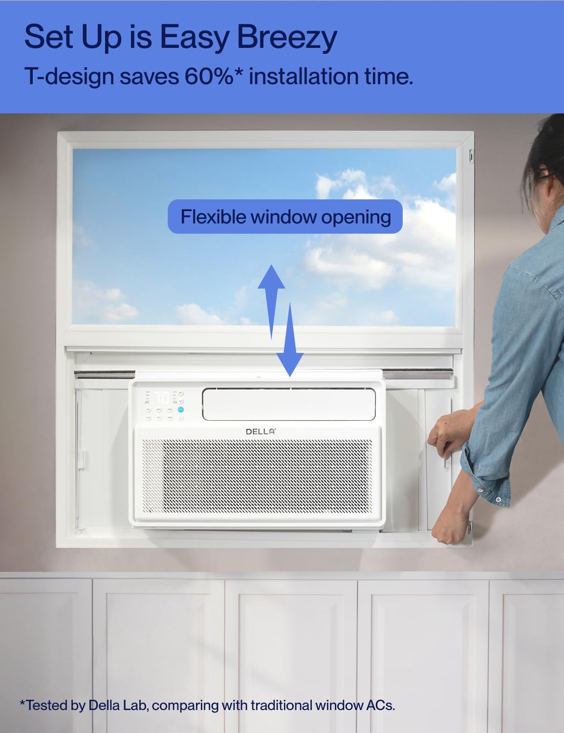 Della 12000 Btu Smart Inverter Window Air Conditioner Ultra Quiet Ac Unit Cools Up To 520 Sq.Ft, Energy Star Certified, Works Wi