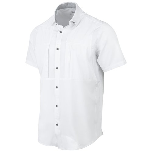 Beretta Men's TKAD Flex Breathable Lightweight Button-Down Outdoor Casual Active Tactical Short Sleeve T-Shirt, Pure White, Small